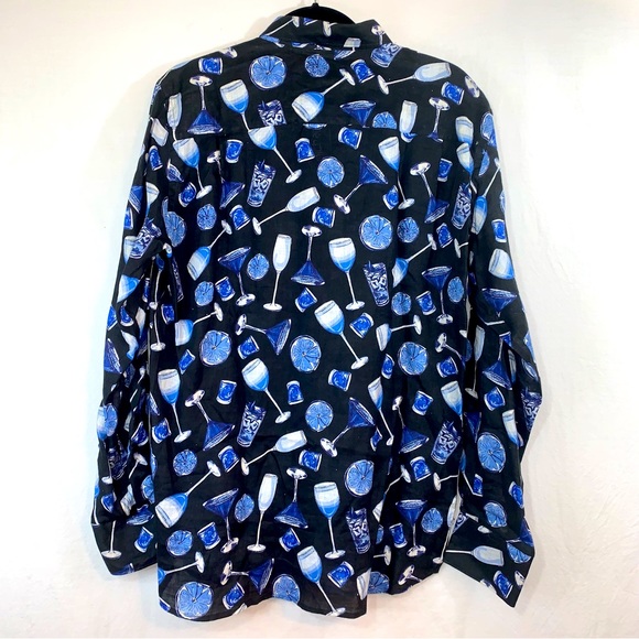 Michael’s 100% Linen Men’s Long Sleeve Shirt with Cocktail glasses. NWT. - Picture 8 of 16